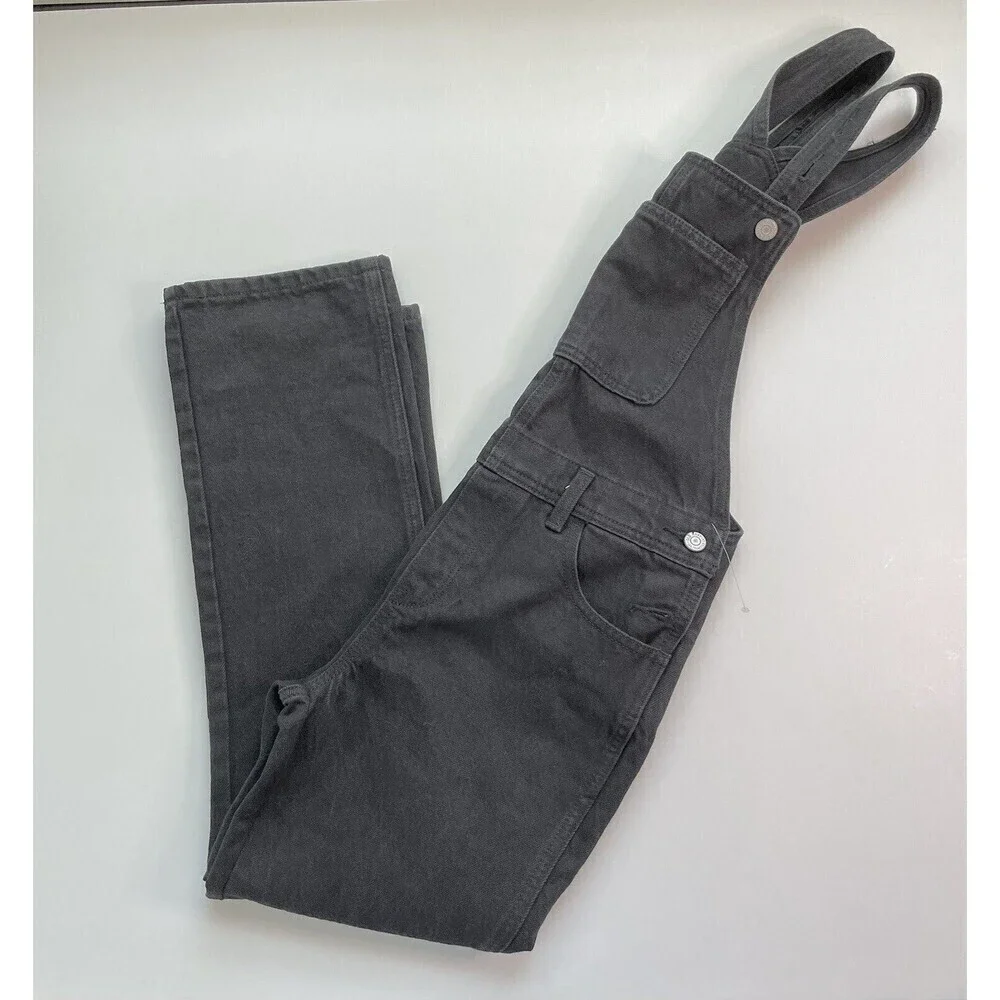 OLD NAVY Kid's Overalls Denim Black Cotton Unisex Boy's Girl's Large 10/12